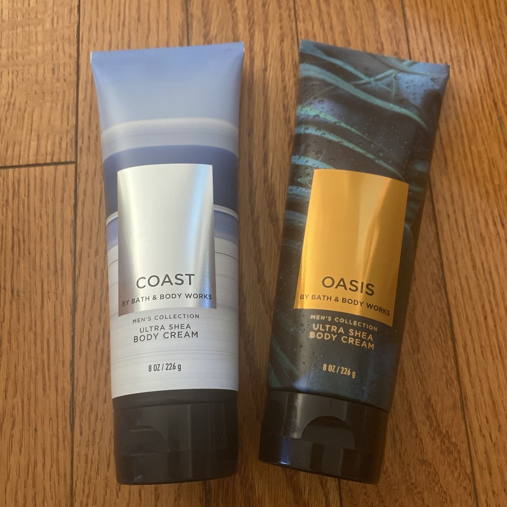 Bath And Body Works Men's Body Cream Coast And Oasis‎ Full Size 8 Oz Each